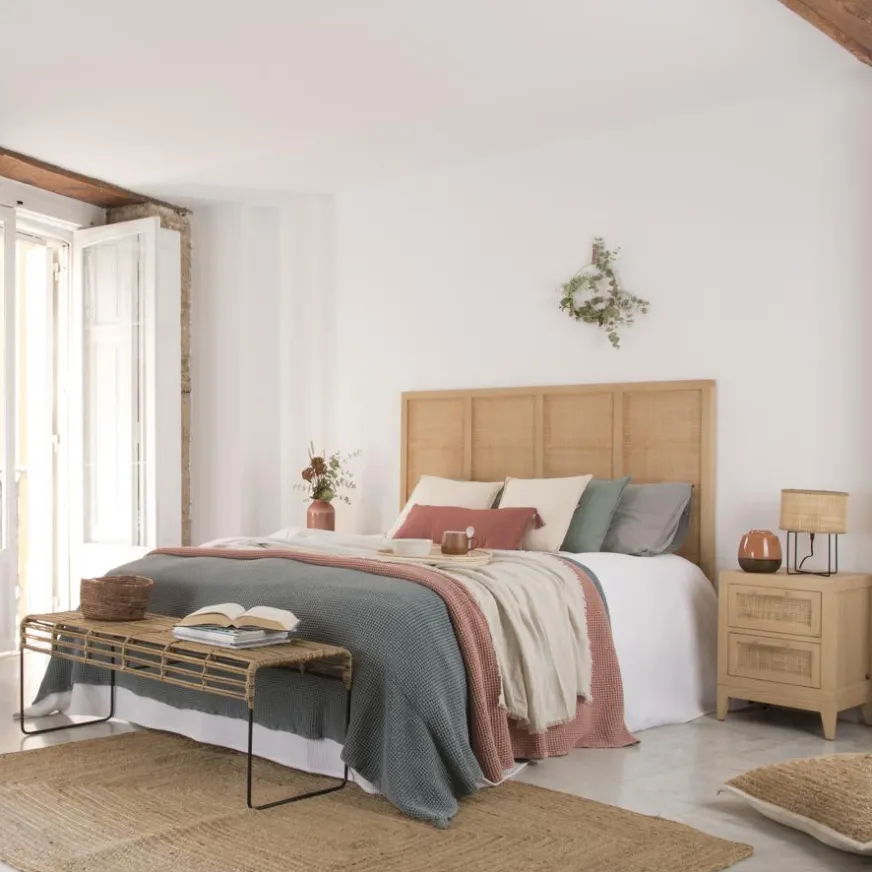 Banak Pandora Tête de lit en bois et rotin pour lit de 150 et 160