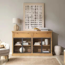 Banak Parma Buffet en bois massif de manguier et métal