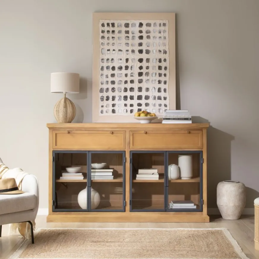 Banak Parma Buffet en bois massif de manguier et métal