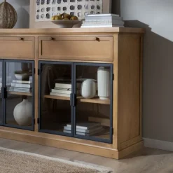 Banak Parma Buffet en bois massif de manguier et métal