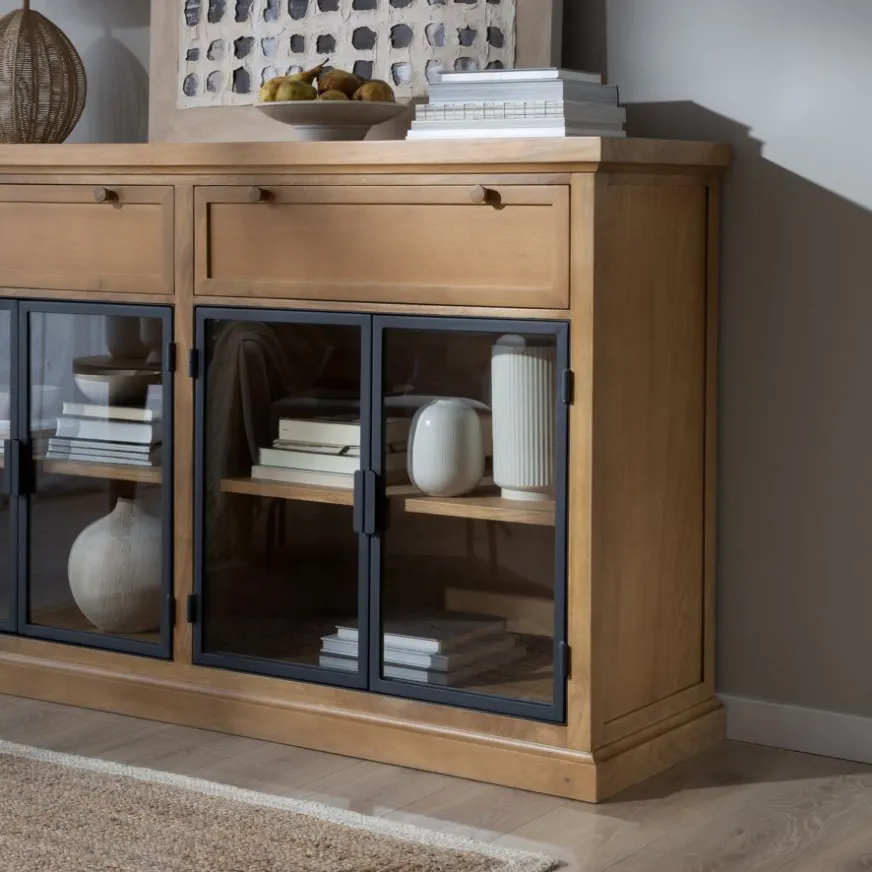 Banak Parma Buffet en bois massif de manguier et métal