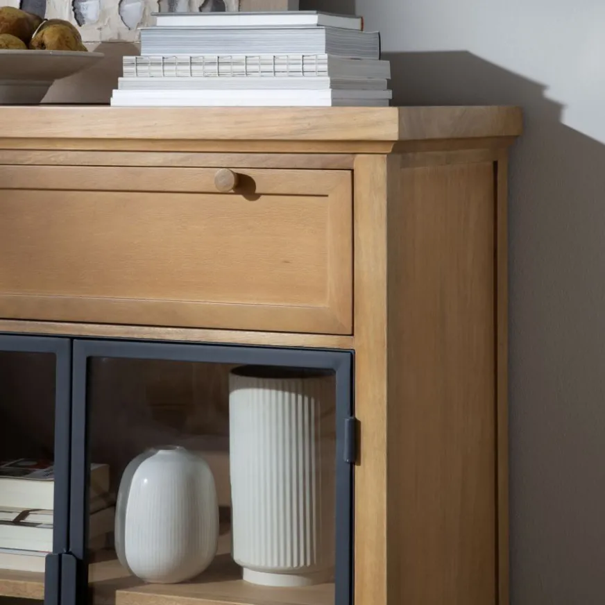 Banak Parma Buffet en bois massif de manguier et métal