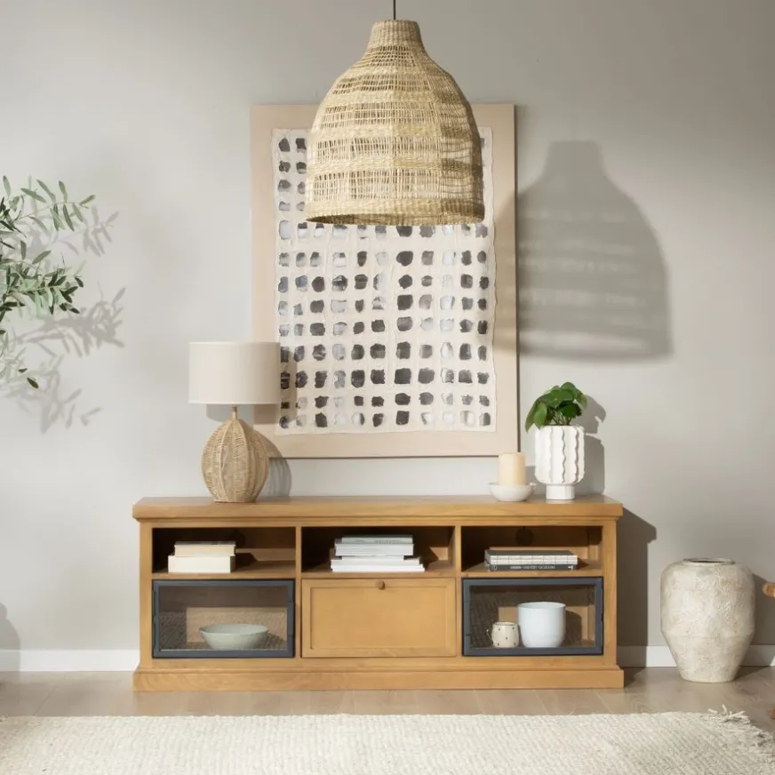 Banak Parma Meuble tv en bois massif de manguier et métal