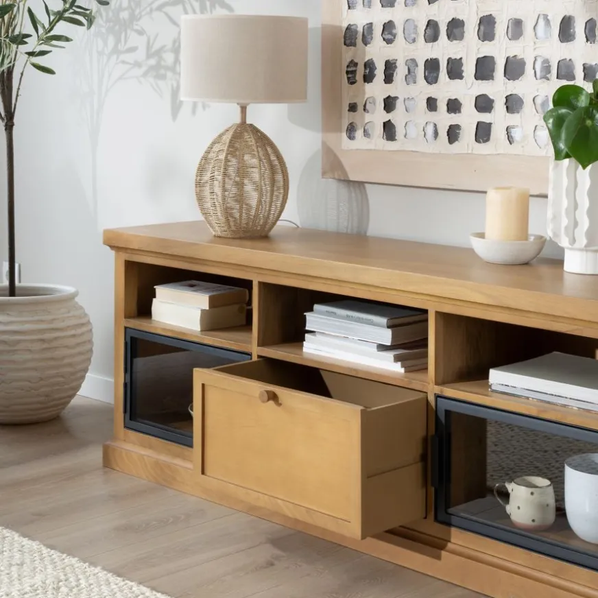 Banak Parma Meuble tv en bois massif de manguier et métal