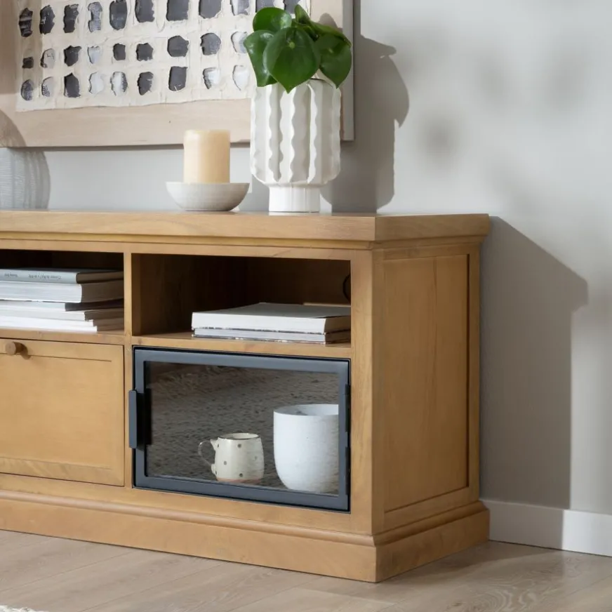 Banak Parma Meuble tv en bois massif de manguier et métal