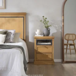 Banak Parma Table de chevet en bois massif de manguier et métal