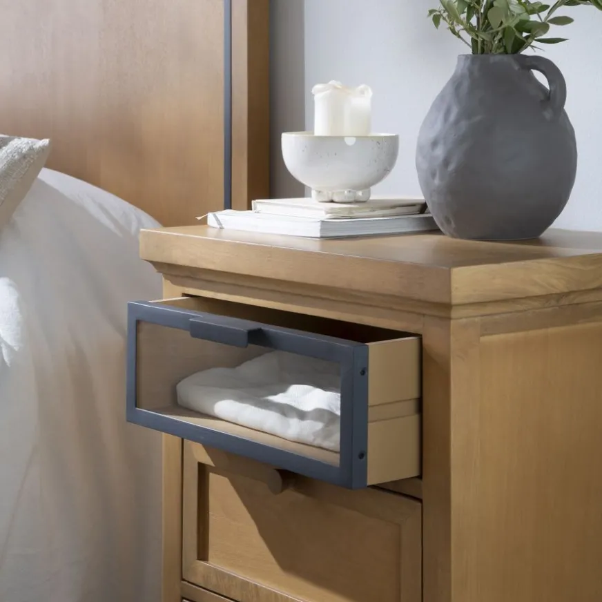 Banak Parma Table de chevet en bois massif de manguier et métal