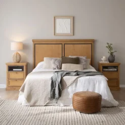 Banak Parma Tête de lit en bois massif de manguier et métal pour lit de 150 et 160