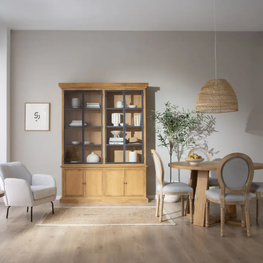 Banak Parme Vitrine en bois massif de manguier et métal