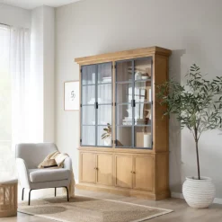 Banak Parme Vitrine en bois massif de manguier et métal