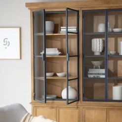 Banak Parme Vitrine en bois massif de manguier et métal