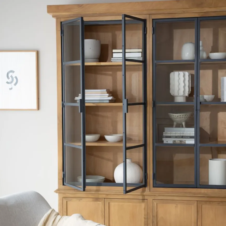 Banak Parme Vitrine en bois massif de manguier et métal