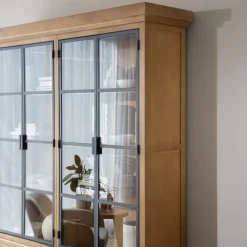 Banak Parme Vitrine en bois massif de manguier et métal