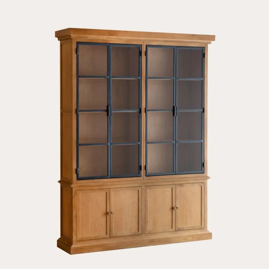 Banak Parme Vitrine en bois massif de manguier et métal