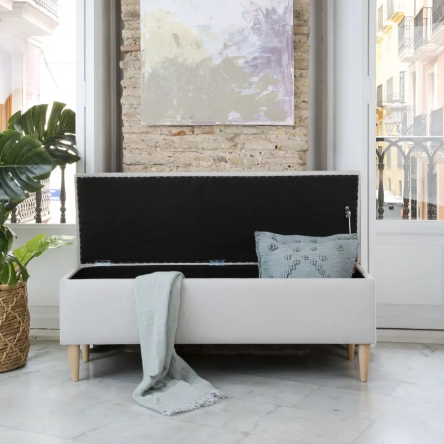 Banak Piker Banc avec coffre de rangement rembourré