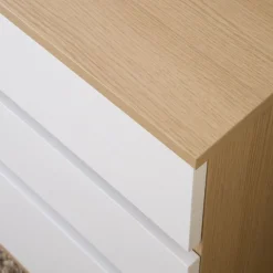 Banak Poppy Caisson à roulettes en chêne clair et blanc