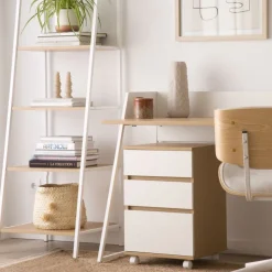 Banak Poppy Caisson à roulettes en chêne clair et blanc