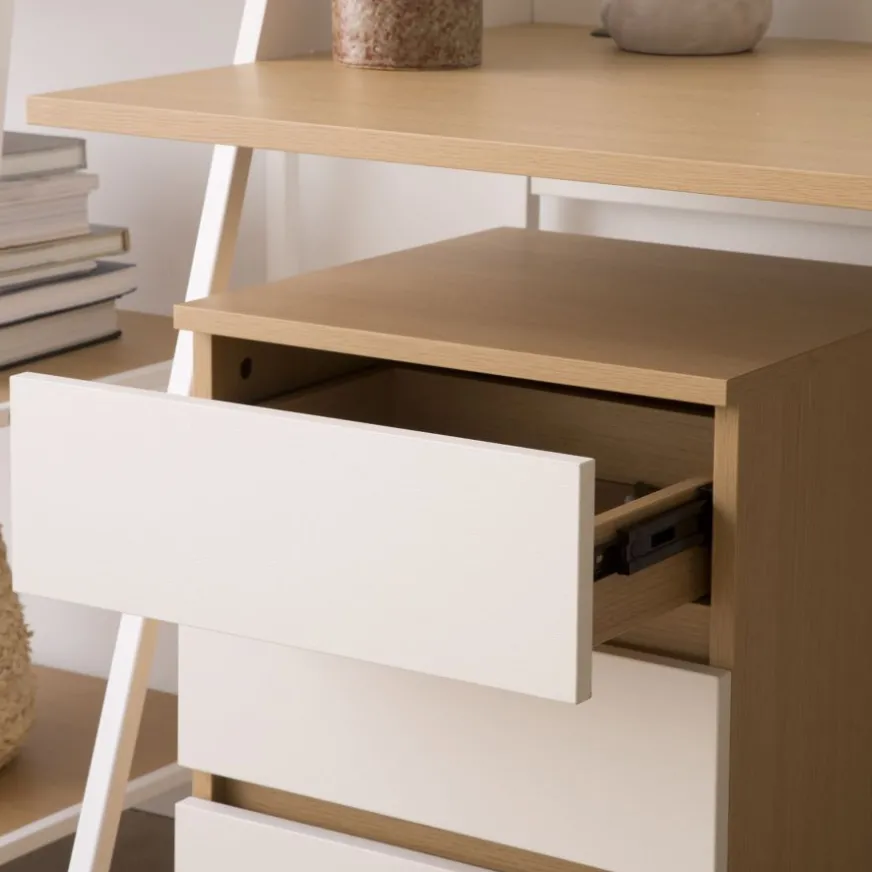 Banak Poppy Caisson à roulettes en chêne clair et blanc