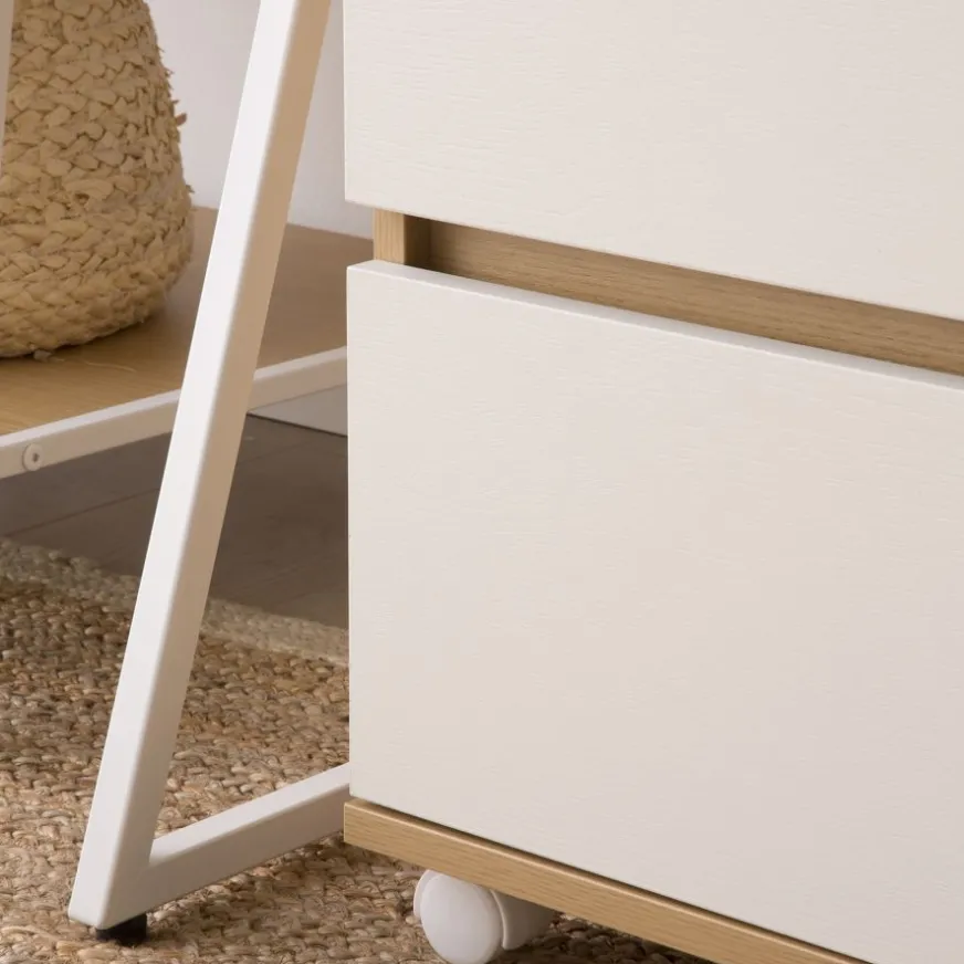 Banak Poppy Caisson à roulettes en chêne clair et blanc