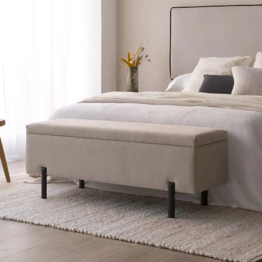 Banak Raisa Banc avec coffre de rangement rembourré