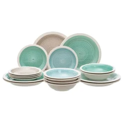 Banak Rakal Service de vaisselle en grès de 18 pièces