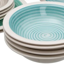 Banak Rakal Service de vaisselle en grès de 18 pièces