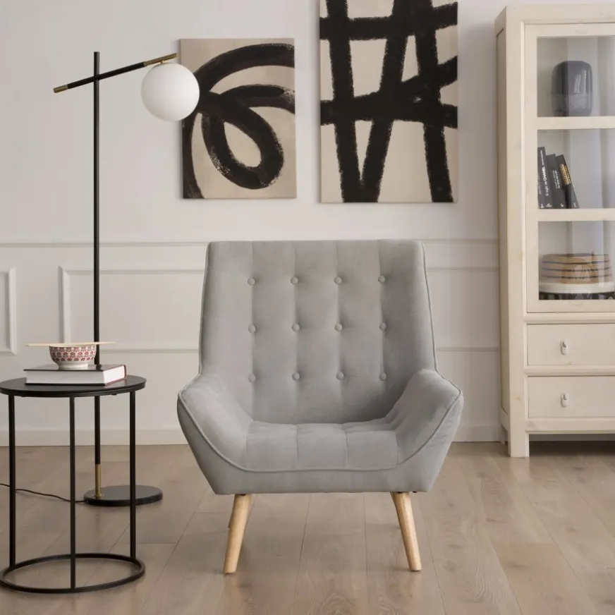 Banak Reine Fauteuil gris perle