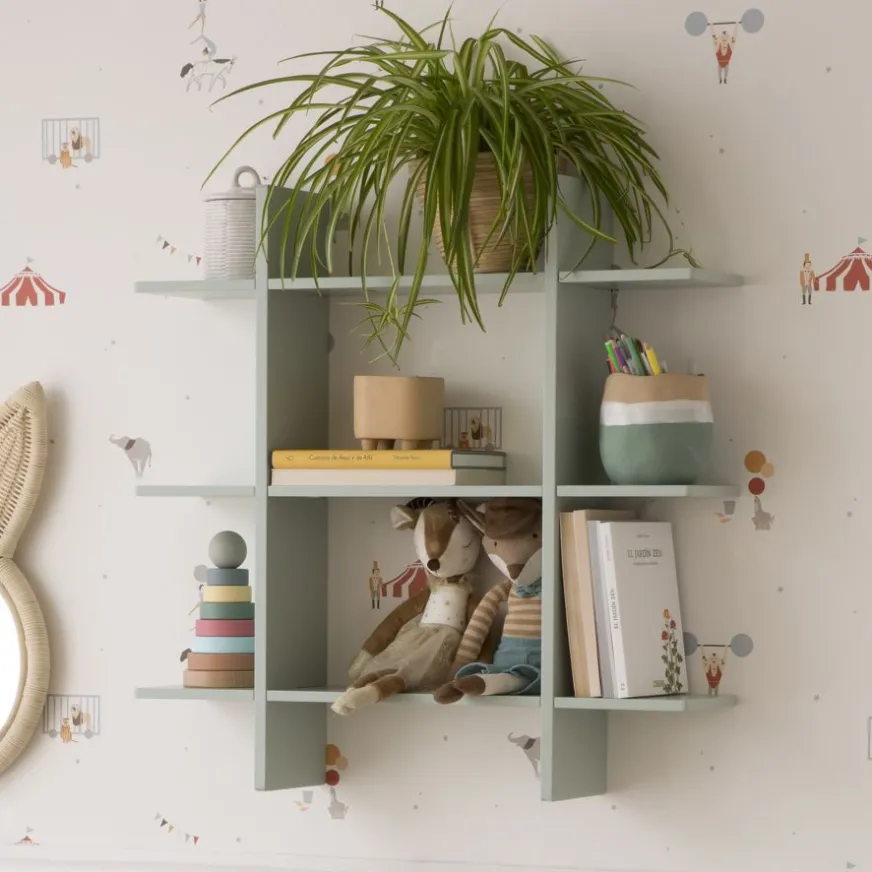 Enfant Banak Rony étagère murale en bois de couleur vert d'eau