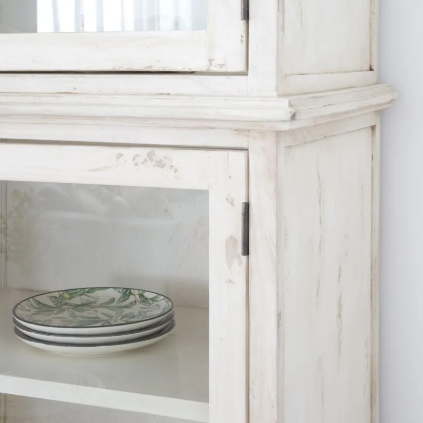 Banak Samet Vitrine en bois massif avec 9 portes en verre