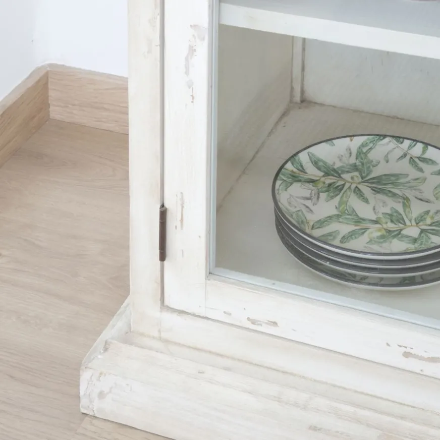 Banak Samet Vitrine en bois massif avec 9 portes en verre