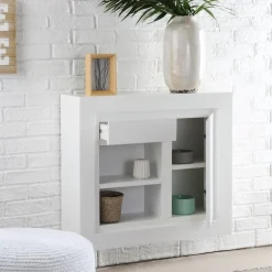 Banak Sebath Meuble d'entrée étroit suspendu laqué blanc