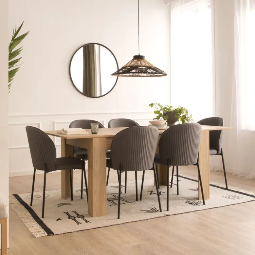 Banak Selena Table à manger rectangulaire extensible 140/200 en couleur naturelle