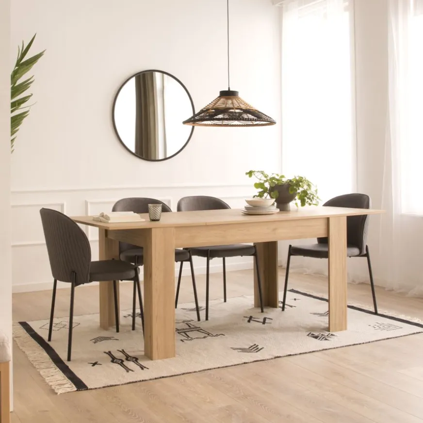 Banak Selena Table à manger rectangulaire extensible 140/200 en couleur naturelle