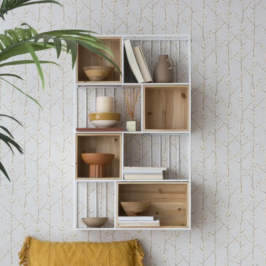 Banak Shenan étagère murale en bois et métal blanc