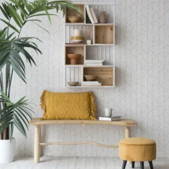 Banak Shenan étagère murale en bois et métal blanc