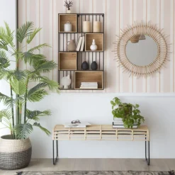 Banak Shenan étagère murale en bois et métal noir