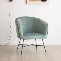 Banak Sigrid Fauteuil en velours vert d'eau