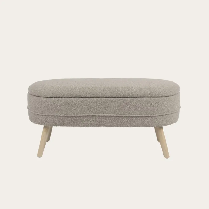 Banak Simon Banco descalzador con almacenaje tapizado en borreguito beige