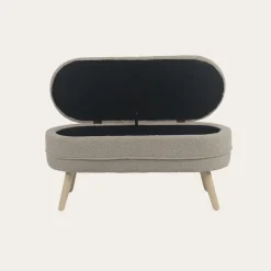 Banak Simon Banco descalzador con almacenaje tapizado en borreguito beige