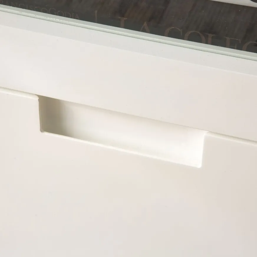 Banak Sisal Buffet étroit en bois laqué blanc