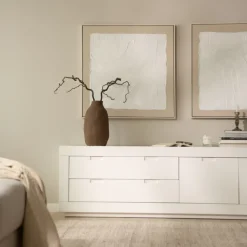 Banak Sisal Meuble tv en bois laqué blanc 200 cm