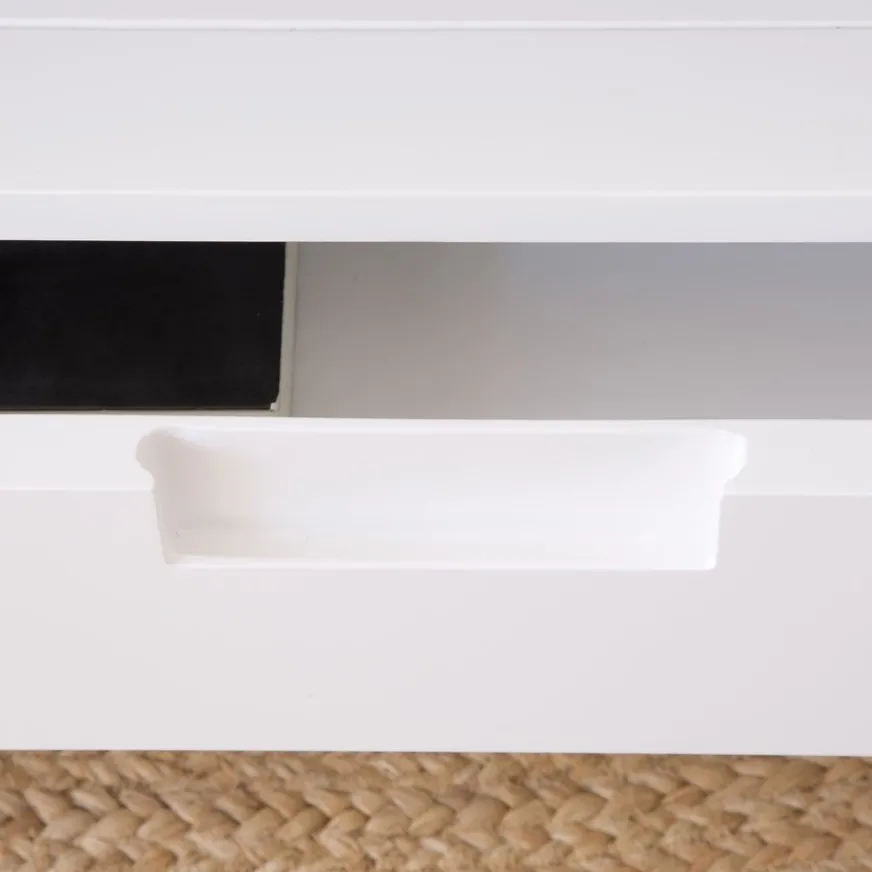 Banak Sisal Table basse en bois laqué blanc