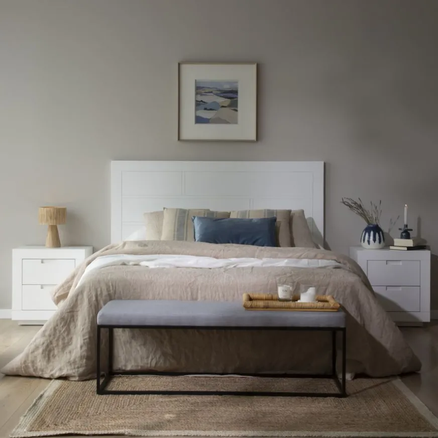 Banak Sisal Table de chevet laqué en blanc