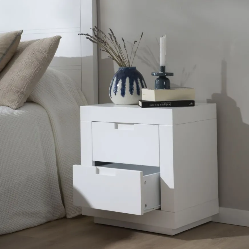 Banak Sisal Table de chevet laqué en blanc