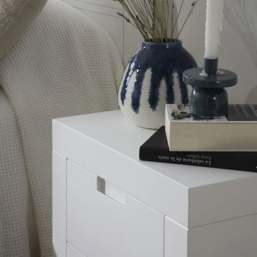 Banak Sisal Table de chevet laqué en blanc