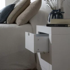 Banak Sisal Table de chevet laqué en blanc