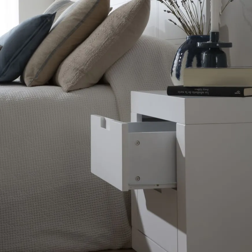 Banak Sisal Table de chevet laqué en blanc