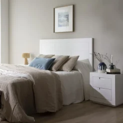 Banak Sisal Tête de lit en bois laqué blanc pour lit de 150 et 160