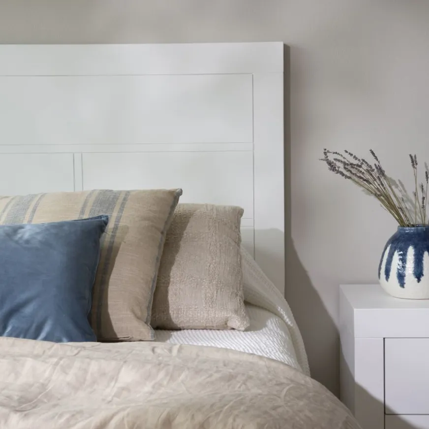 Banak Sisal Tête de lit en bois laqué blanc pour lit de 150 et 160