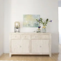 Banak Soho Buffet en bois massif en blanc décapé